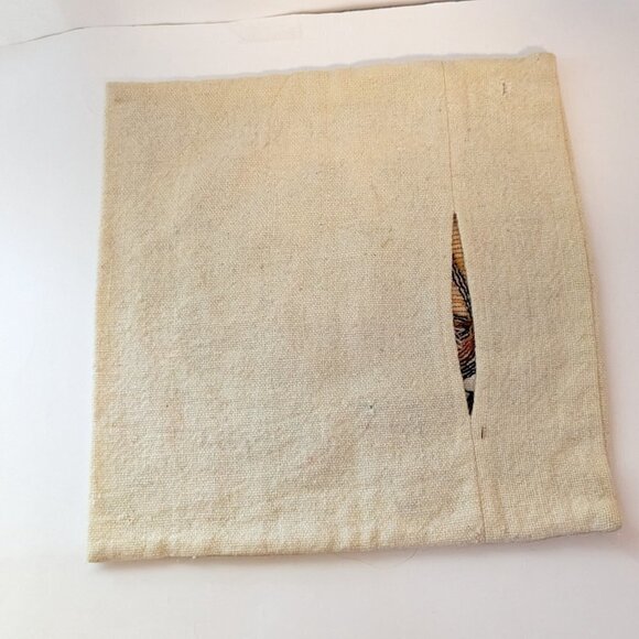 Vintage Embroidered Throw Pillow Case Boho Ecuador Wool Boat Fish Motif - Picture 3 of 4